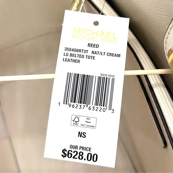 Michael Kors Reed Large Tote Bag Snakeskin Cream/Black - Picture 12 of 12